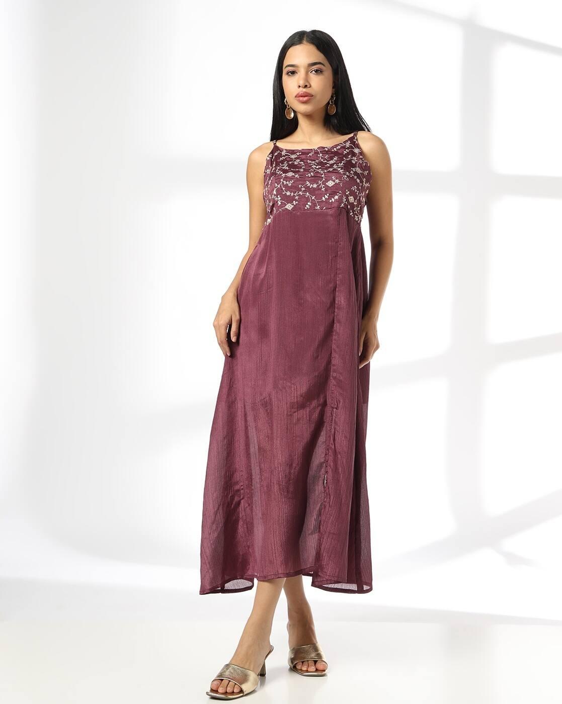 Women Embroidered Midi Empire Dress