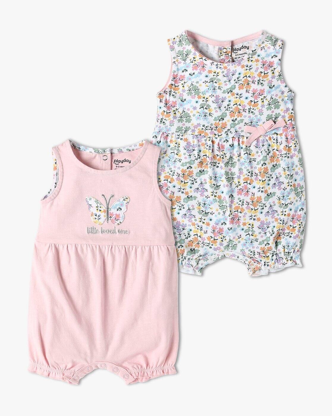 Infants Pack of 2 Printed Rompers