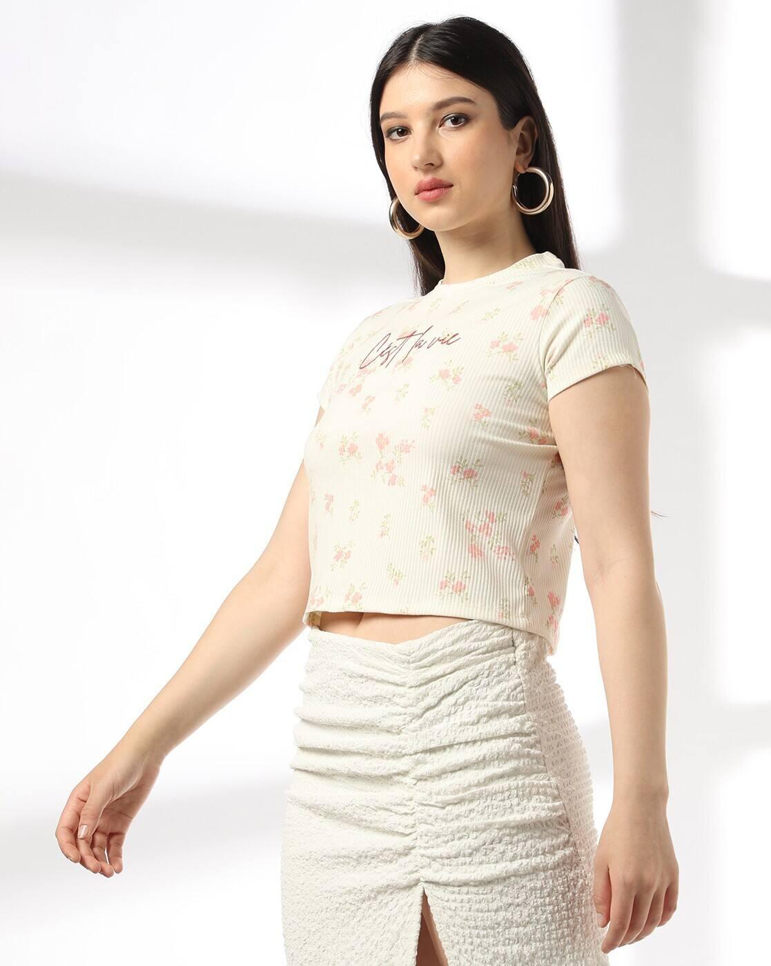 Women Floral Print Regular Fit Crew-Neck T-Shirt