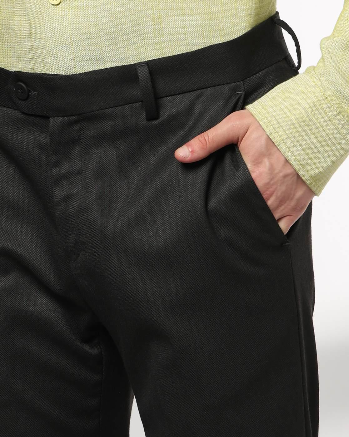 Men Slim Fit Flat-Front Trousers