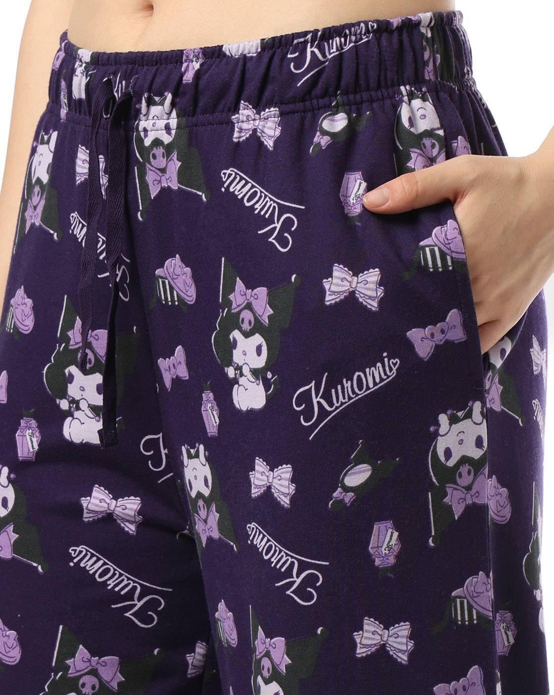 Women Kuromi Print T-Shirt & Pyjamas Set