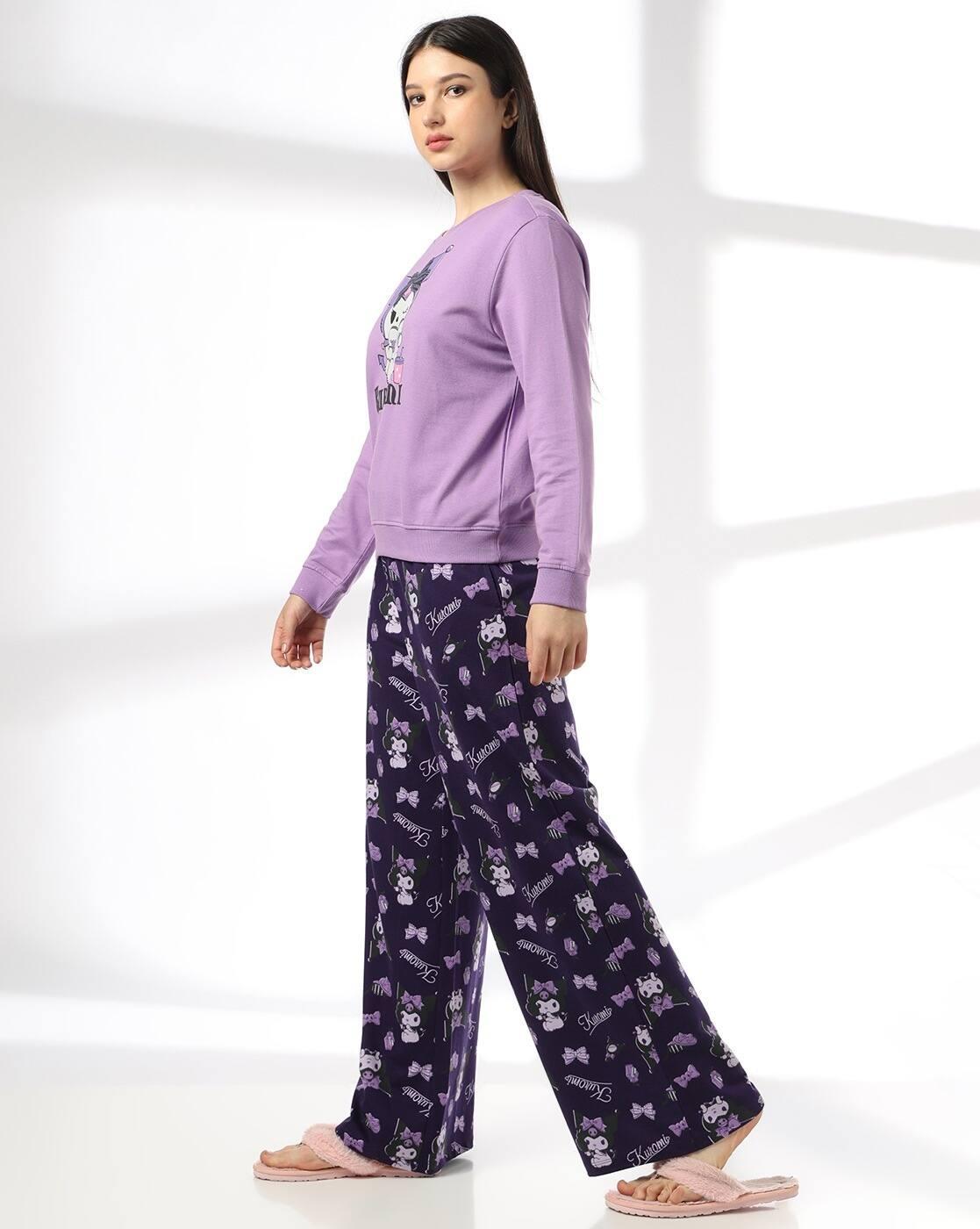 Women Kuromi Print T-Shirt & Pyjamas Set