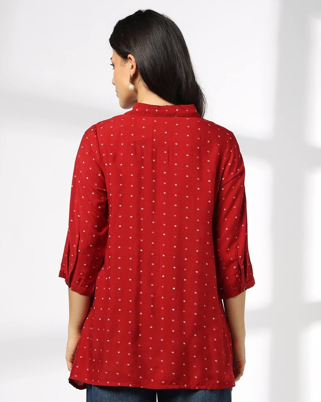 Women Micro Print Relaxed Fit Tunic