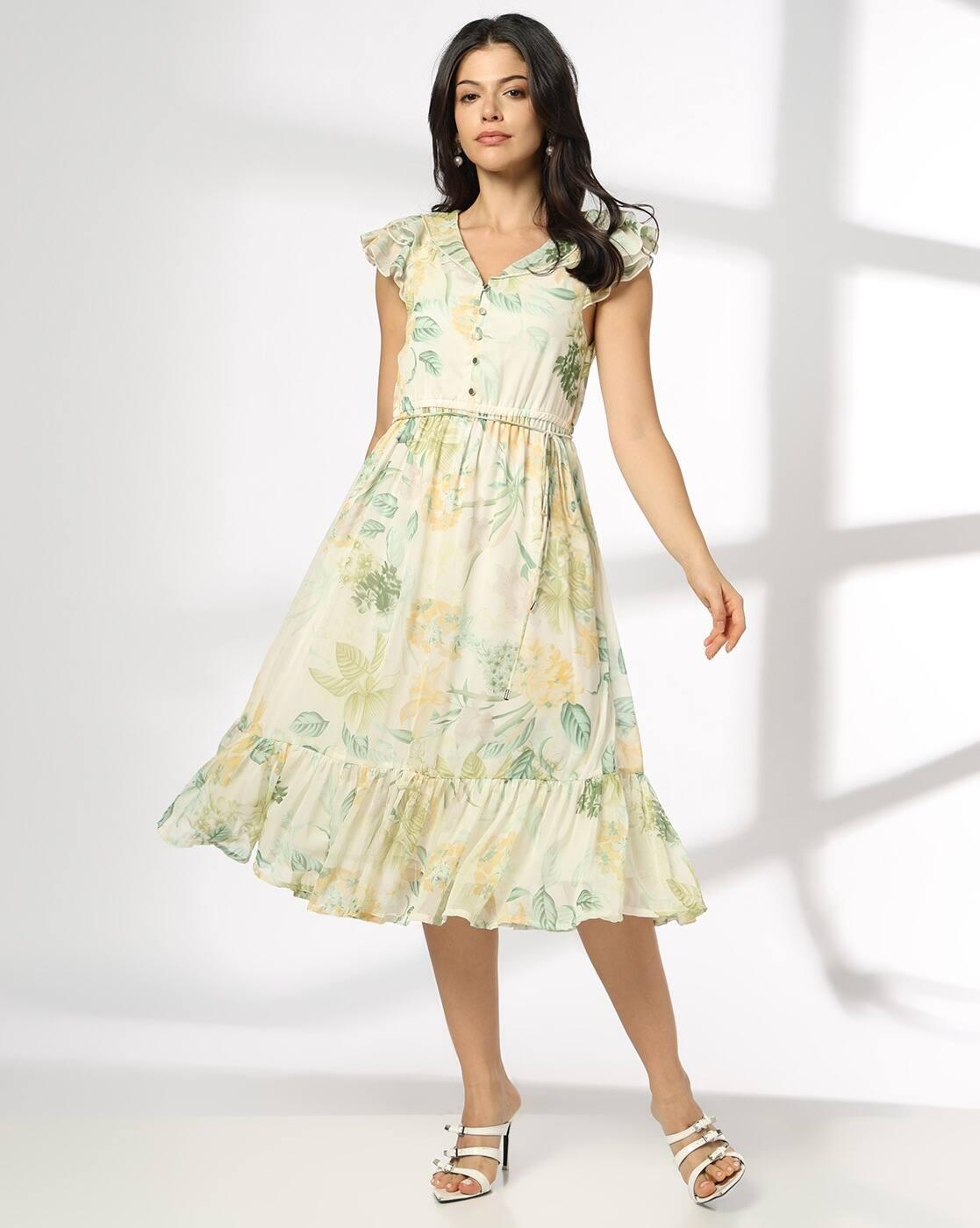 Women Floral Print V-Neck Fit & Flare Dress