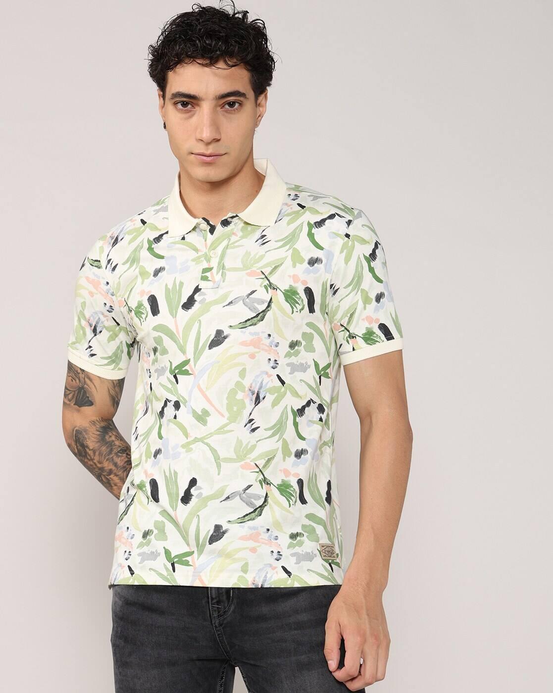 Men Floral Print Regular Fit Polo T-Shirt
