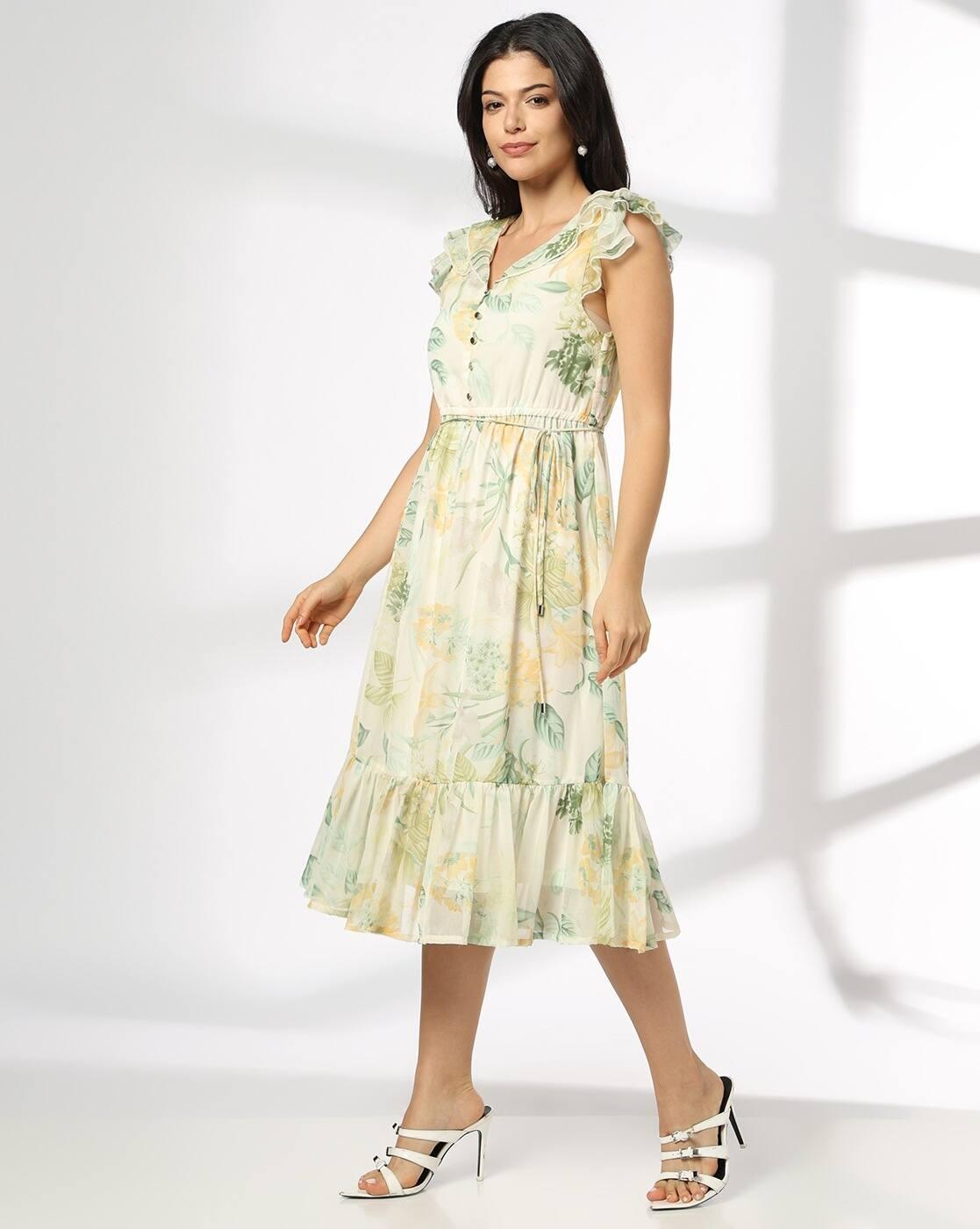 Women Floral Print V-Neck Fit & Flare Dress