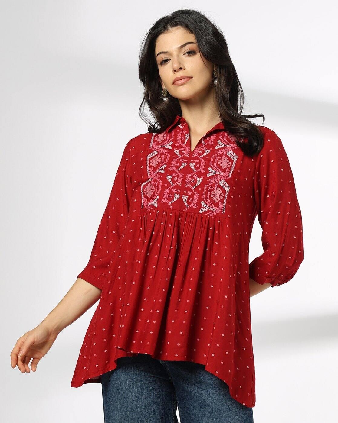 Women Micro Print Relaxed Fit Tunic