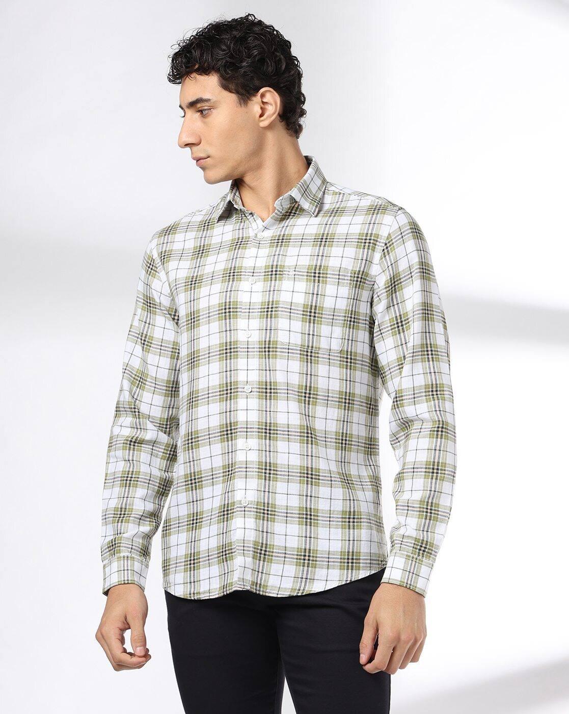 Men Checked Slim Fit Cotton Shirt with Patch Pocket