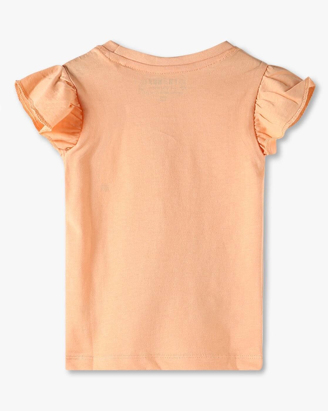 Girls Happy Life Print Regular Fit Round-Neck T-Shirt