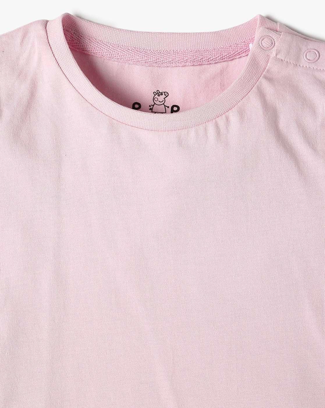 Girls Peppa Pig Print Regular Fit Dungaree with T-Shirt