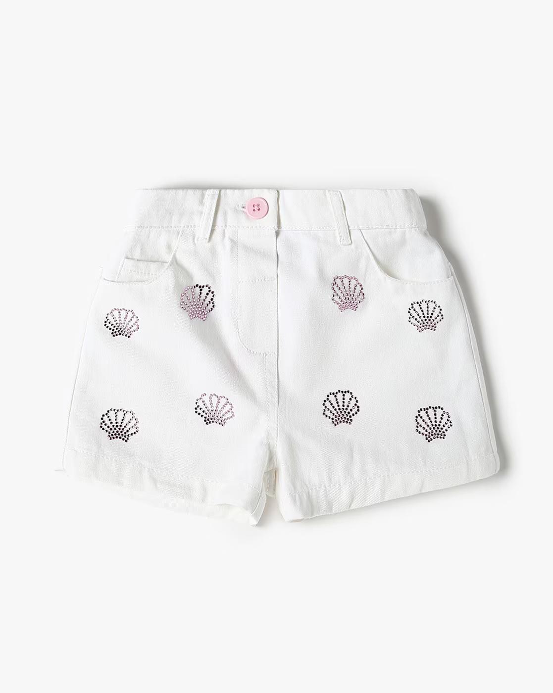 Girls Embroidered Shorts with Insert Pockets