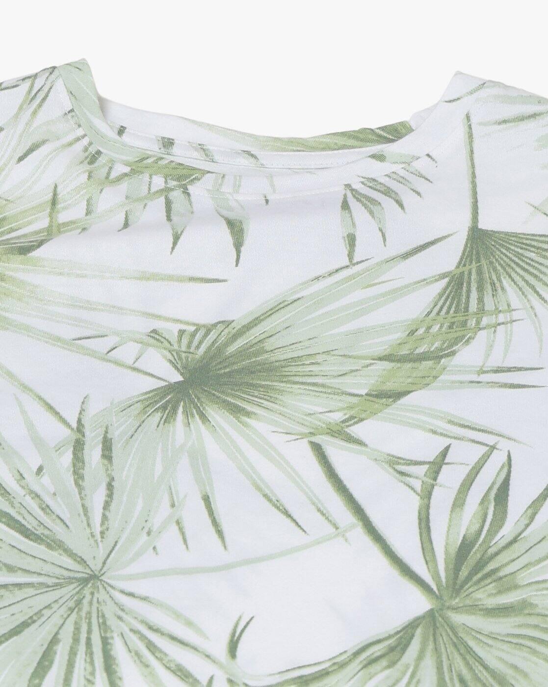 Women Tropical Print Regular Fit Crew-Neck T-Shirt