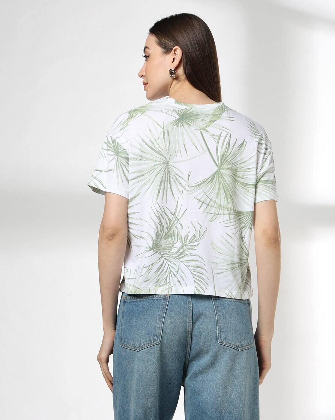 Women Tropical Print Regular Fit Crew-Neck T-Shirt