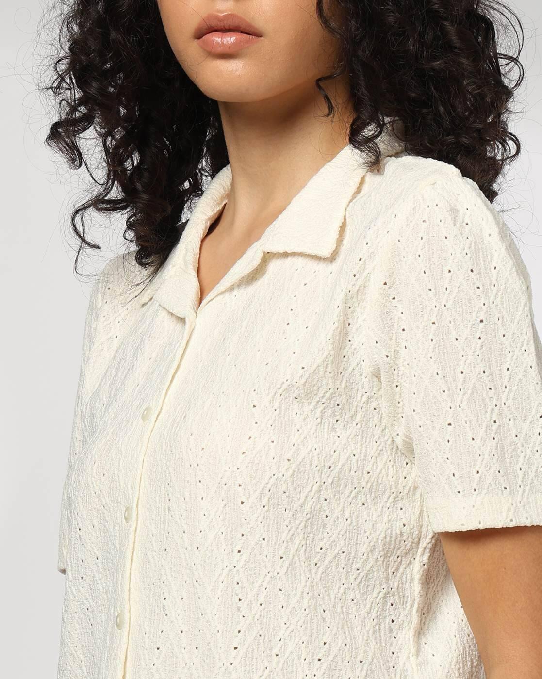 Women Schiffli Embroidered Regular Fit Shirt