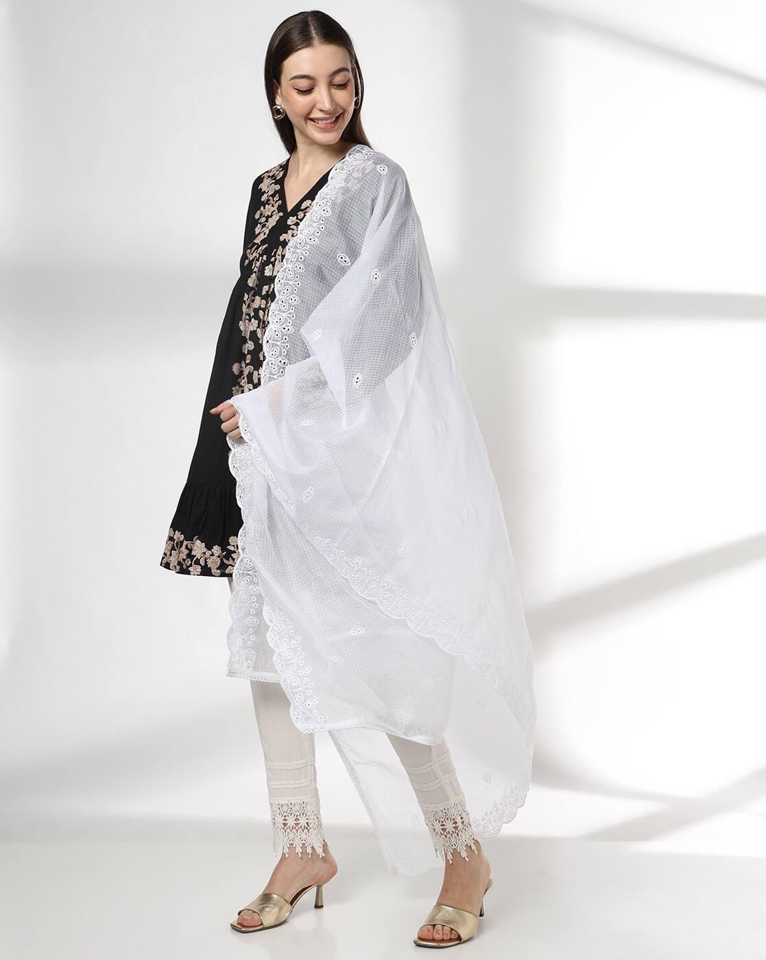 Women AOP Embroidered Kota Doria Dupatta