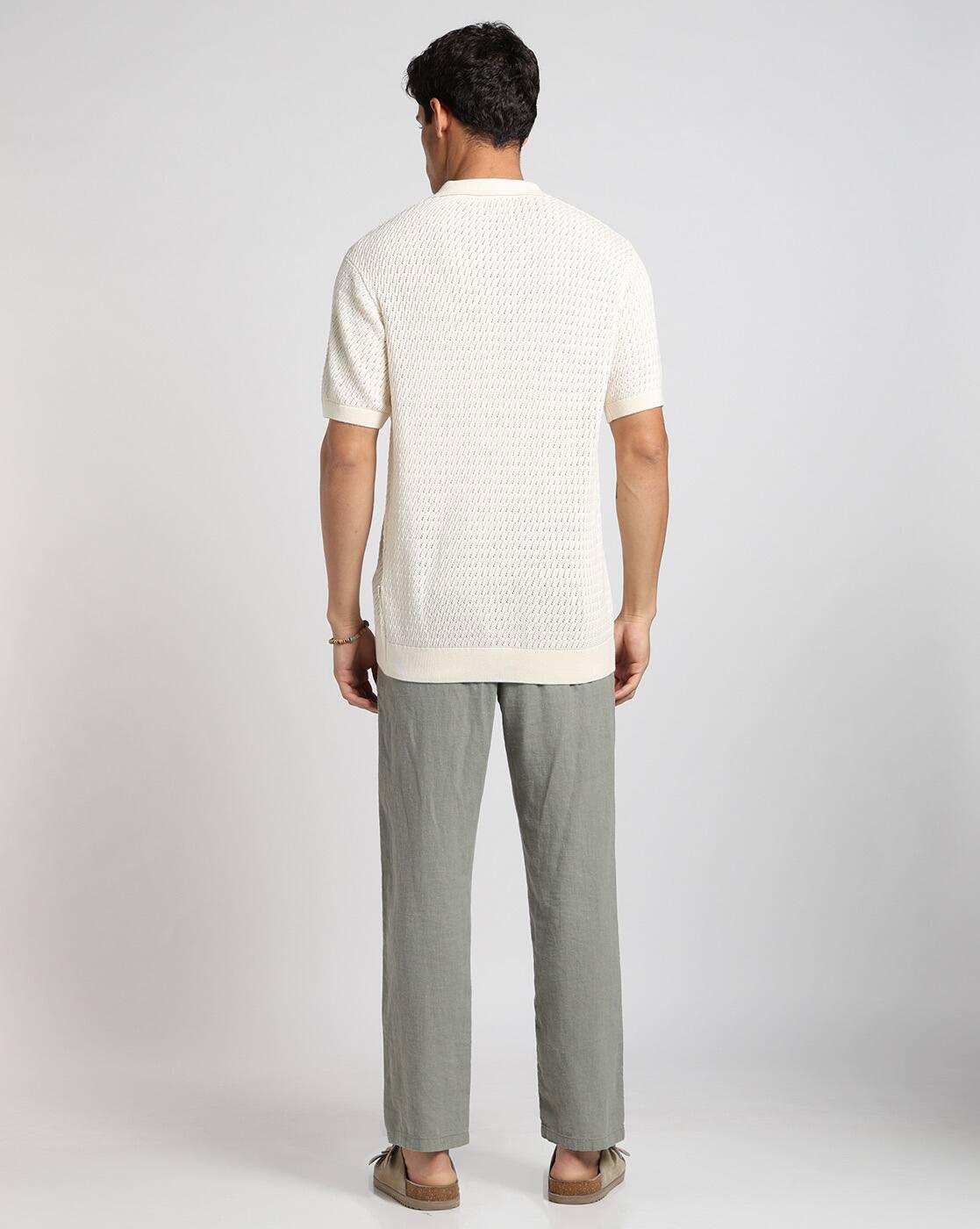 Men Structured Fabric Polo T-Shirt