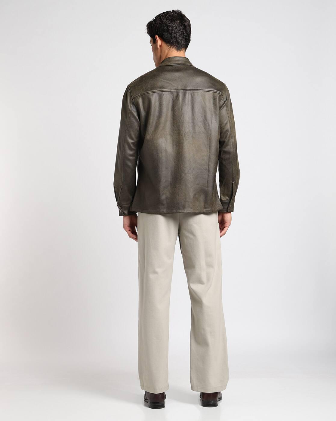 SHACKET IN PU FABRIC, OLIVE, L