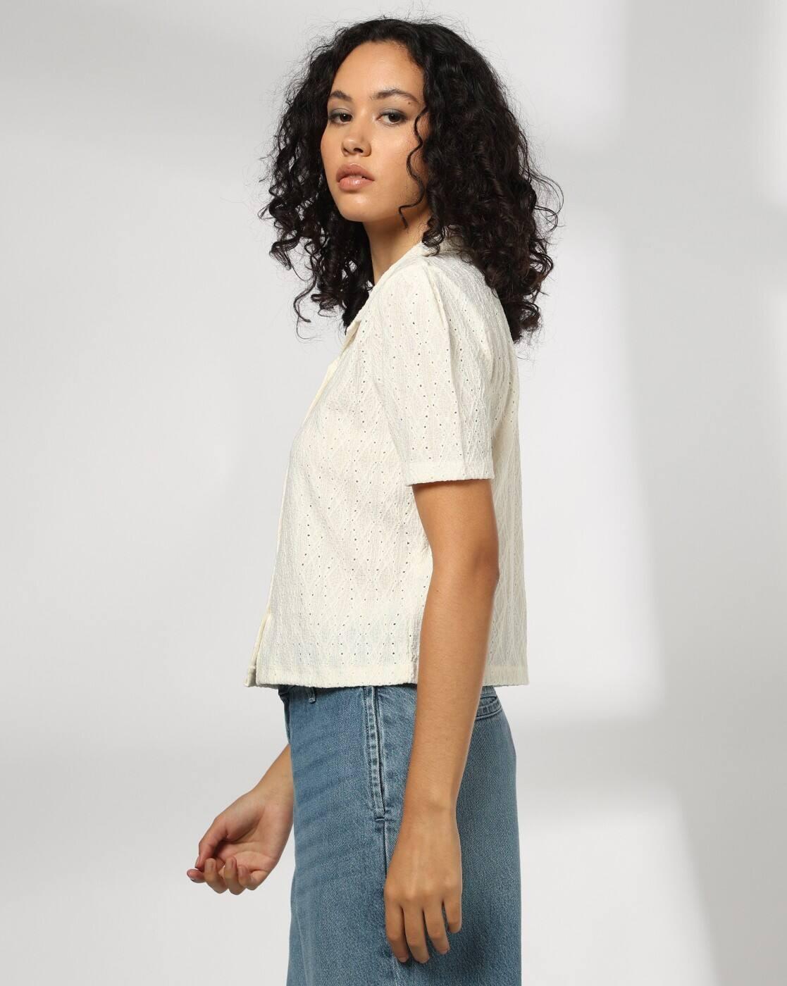 Women Schiffli Embroidered Regular Fit Shirt