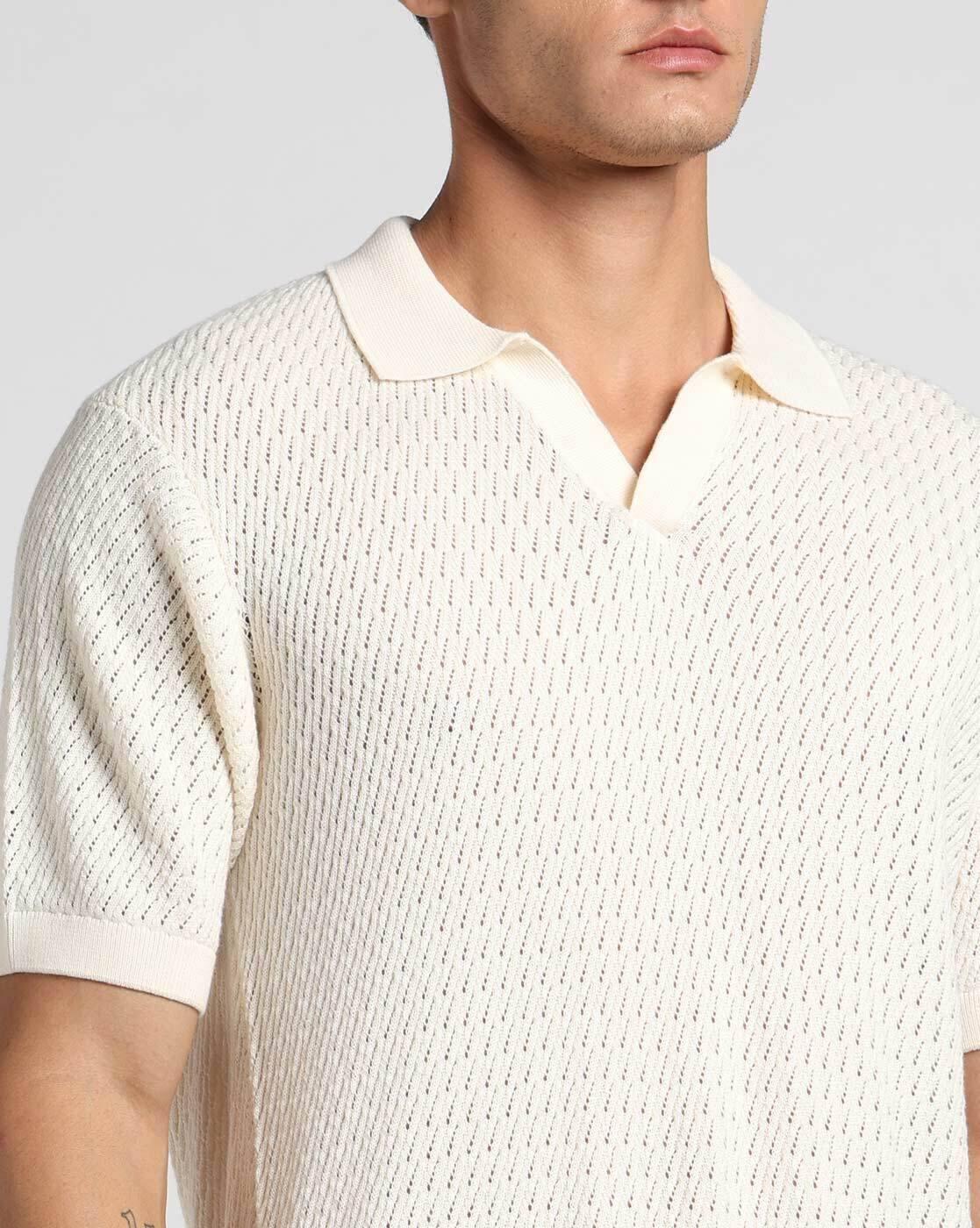 Men Structured Fabric Polo T-Shirt