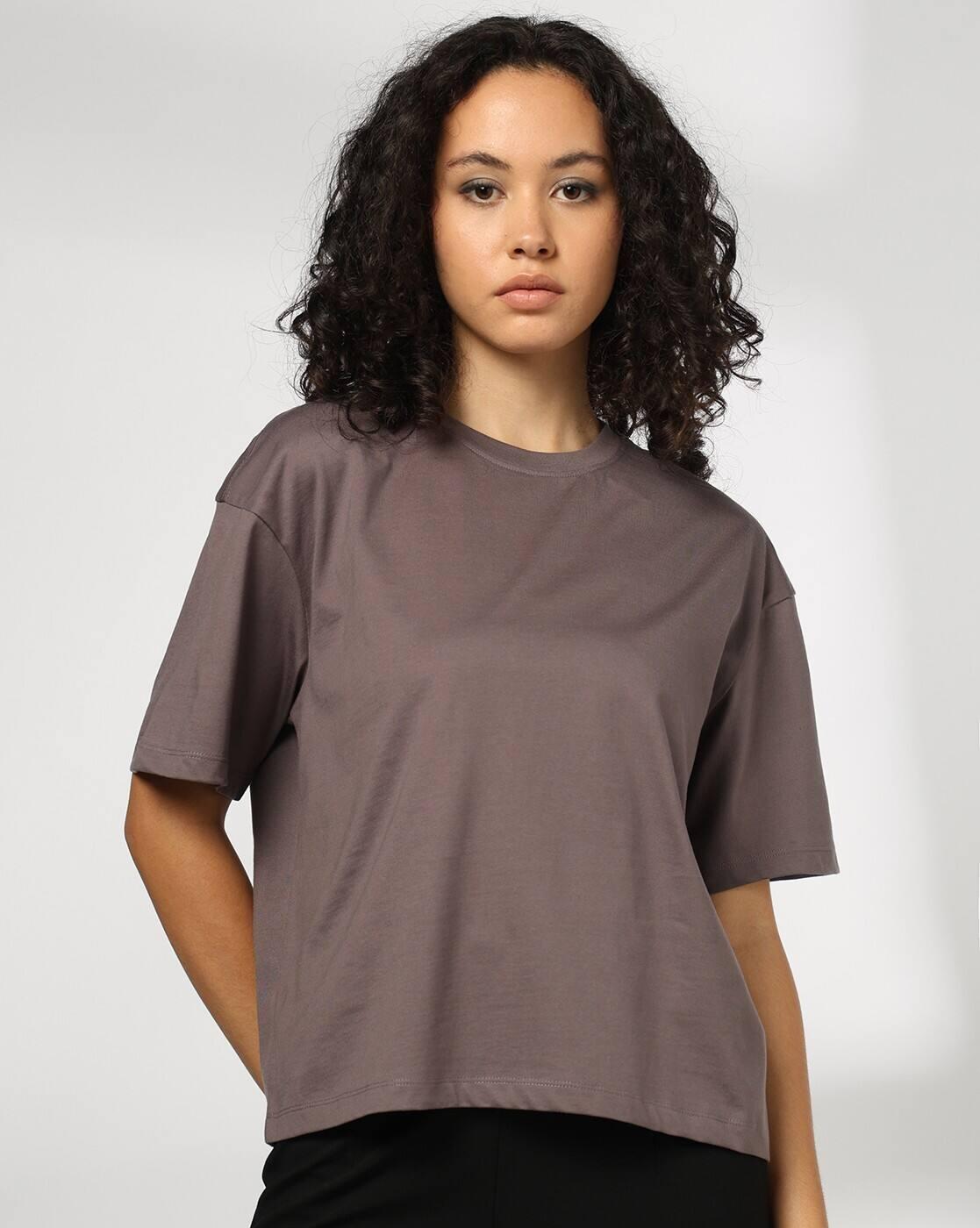 Women Regular Fit Cotton Crew-Neck T-Shirt
