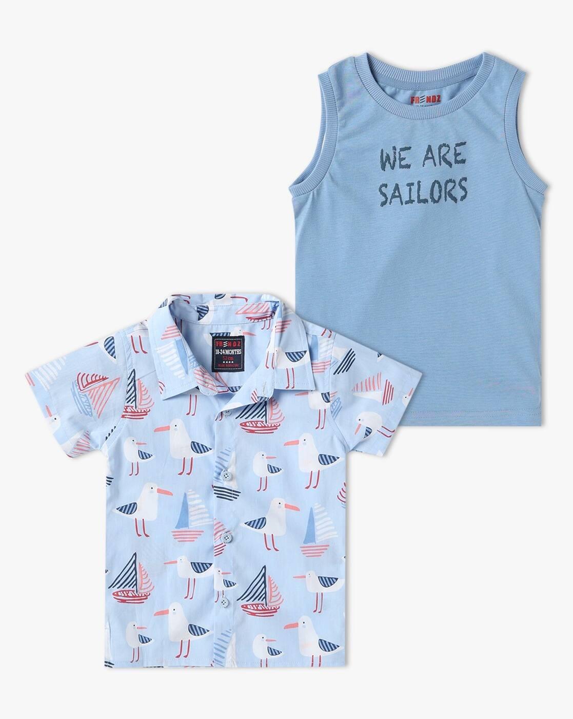 Boys Twofer All-Over Graphic Print Shirt with T-Shirt