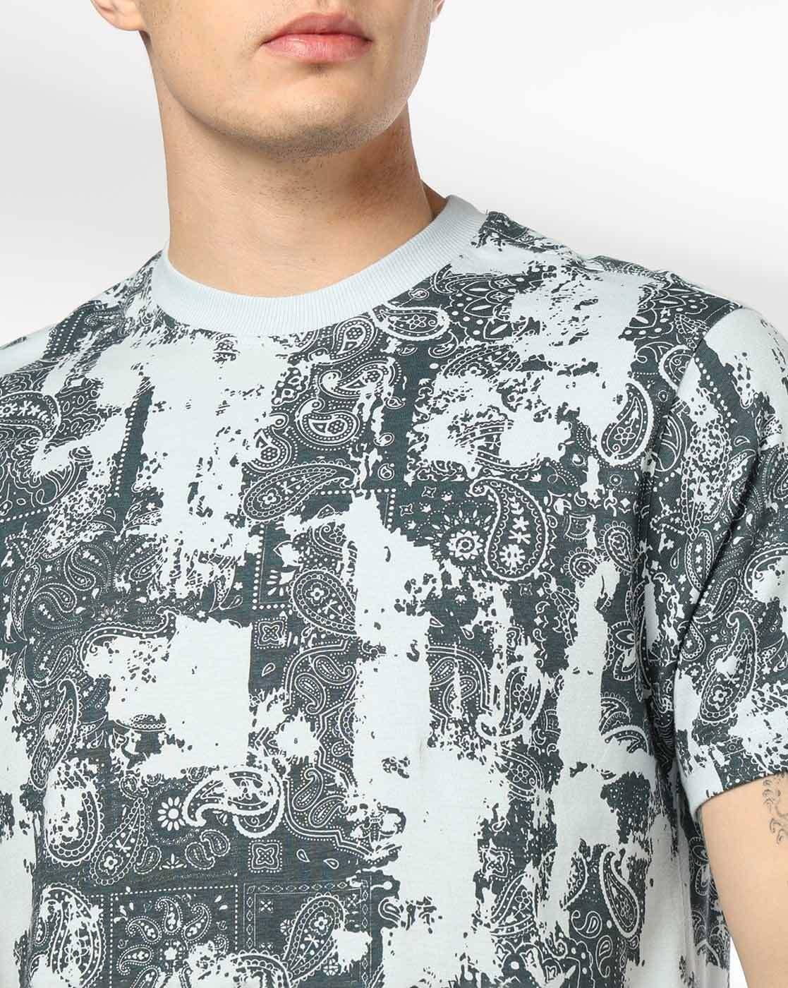 Men All-Over Print Regular Fit Crew-Neck T-Shirt