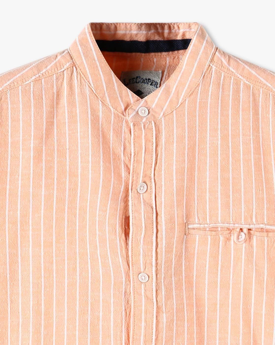 Boys Striped Slim Fit Shirt with Welt Pocket