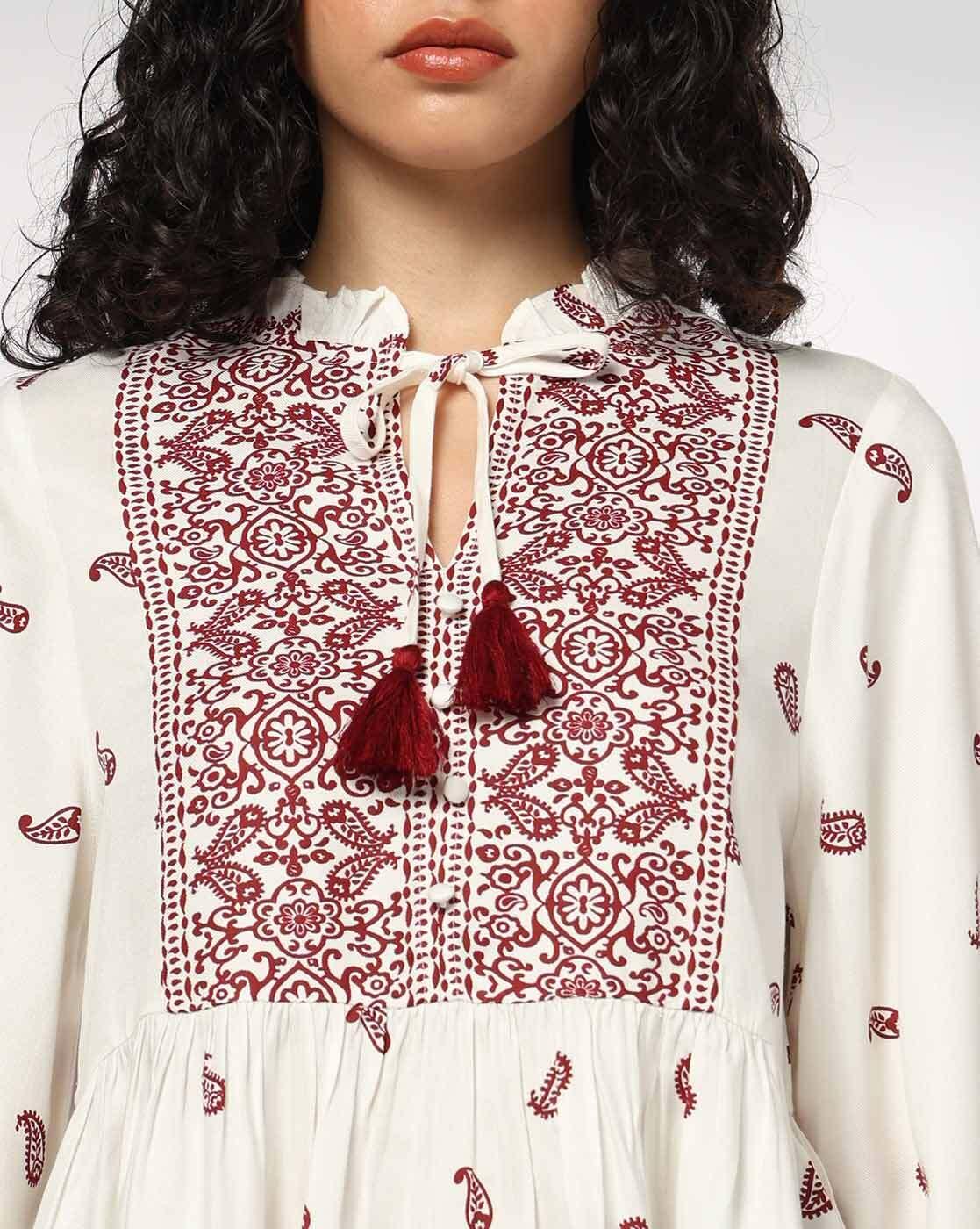 Women Paisley Print Relaxed Fit Peplum Top