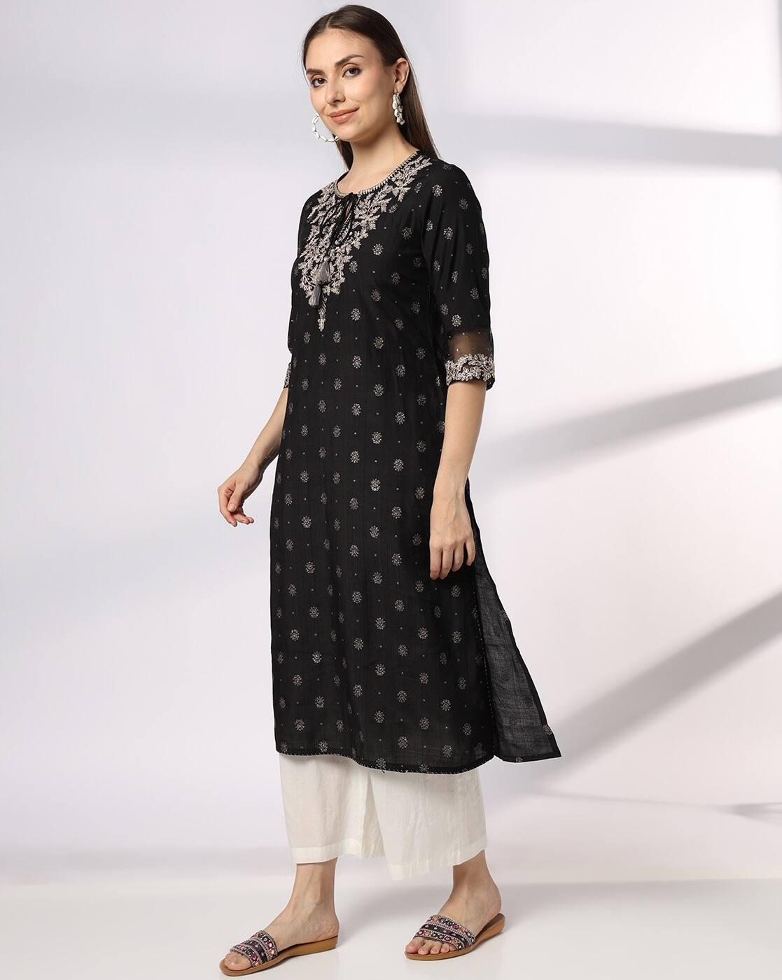 Women Embroidered Flared Kurta