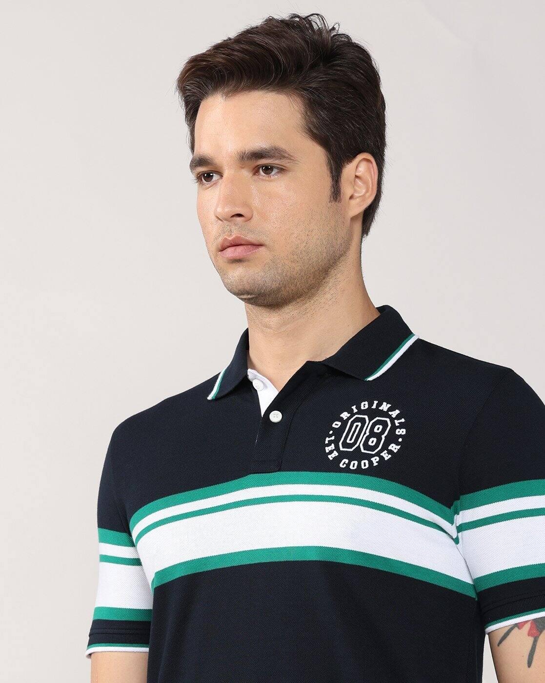 Men Striped Regular Fit Polo T-Shirt