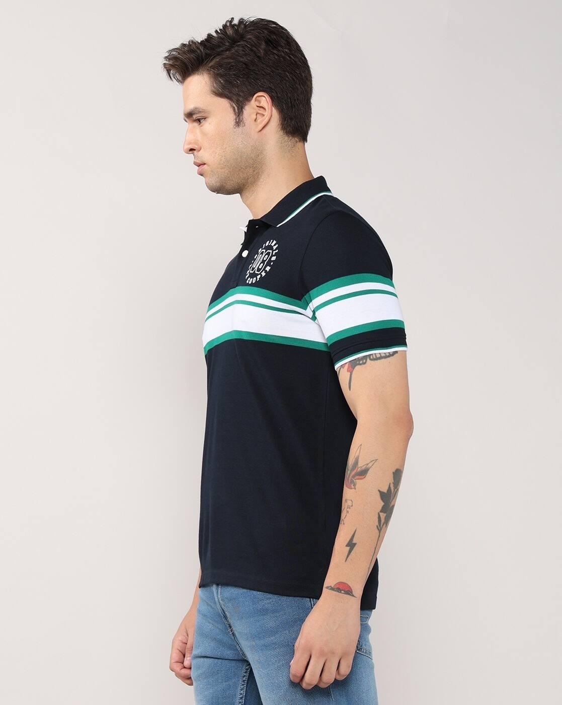 Men Striped Regular Fit Polo T-Shirt