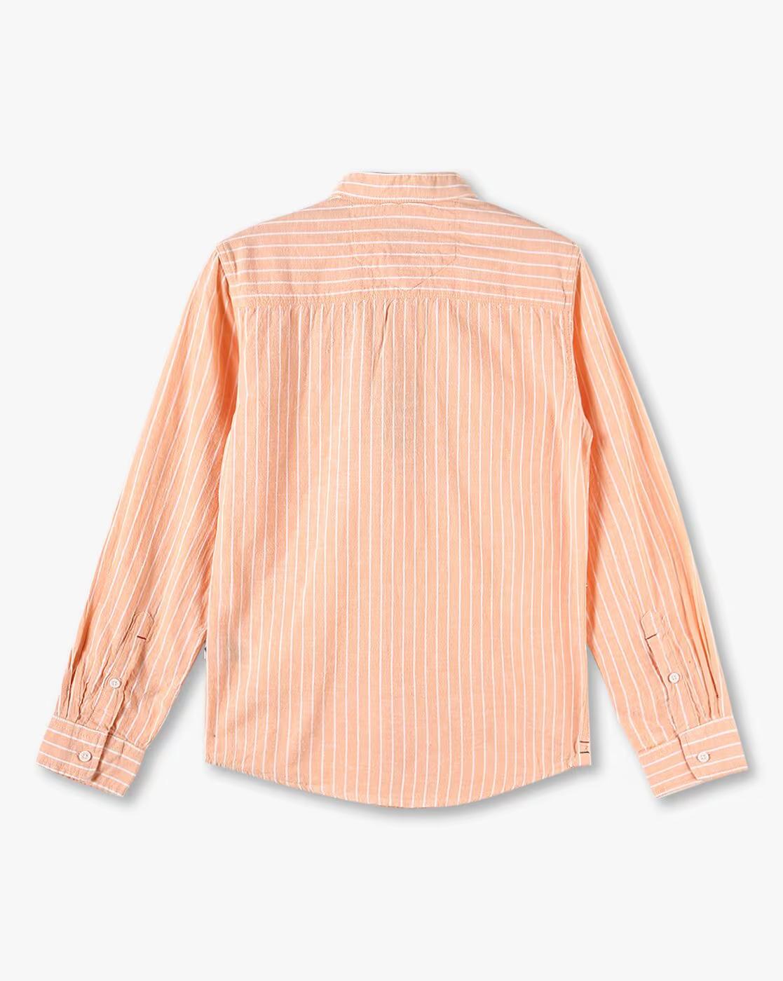 Boys Striped Slim Fit Shirt with Welt Pocket