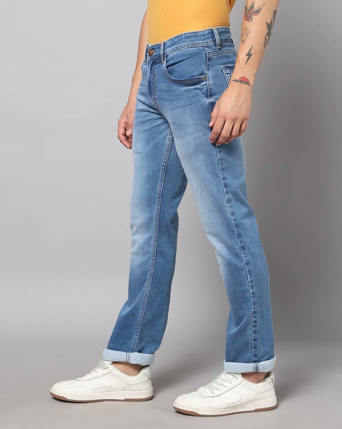 Men Mid-Wash Straight Jeans