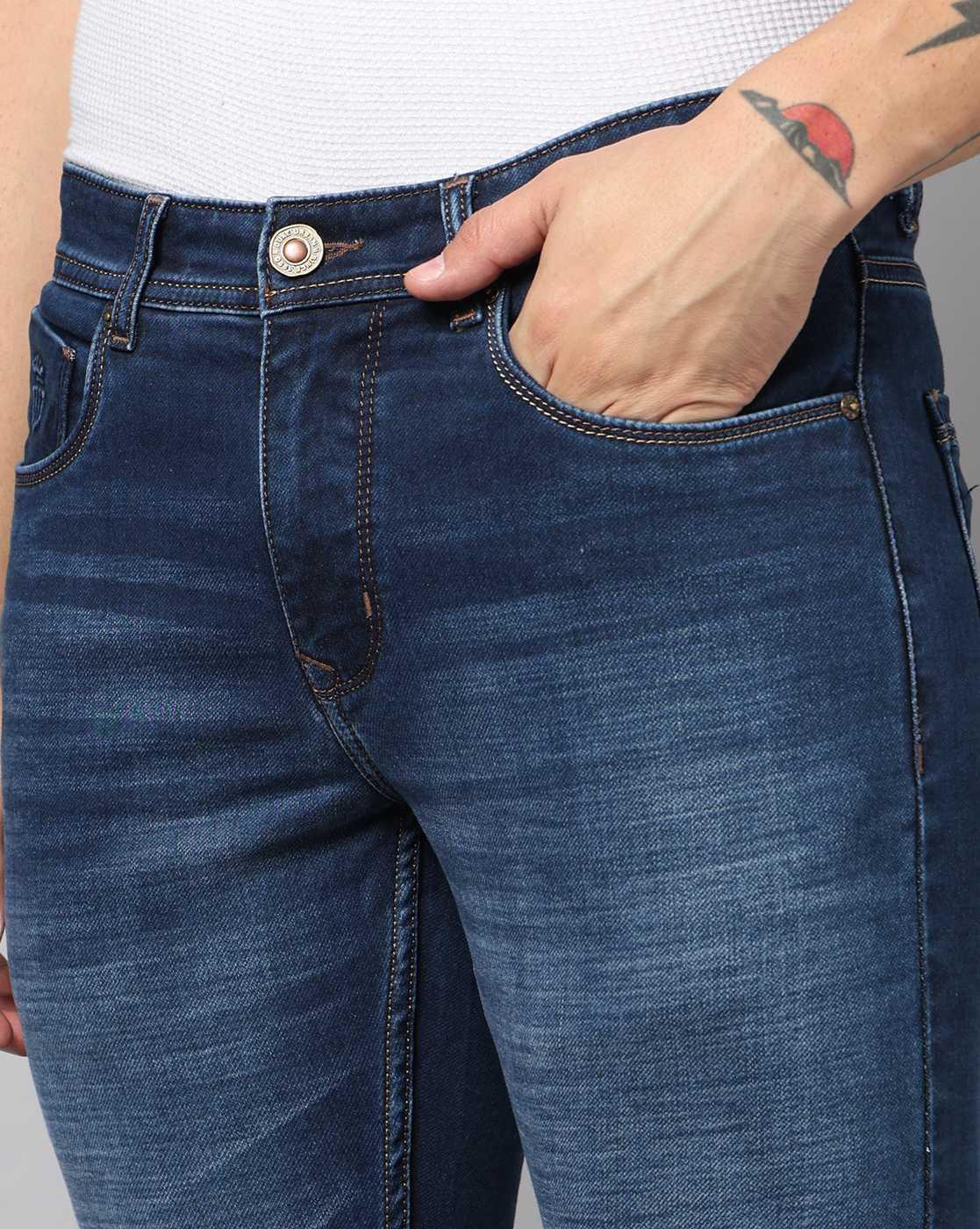 Men Lightly Washed Slim Fit Jeans