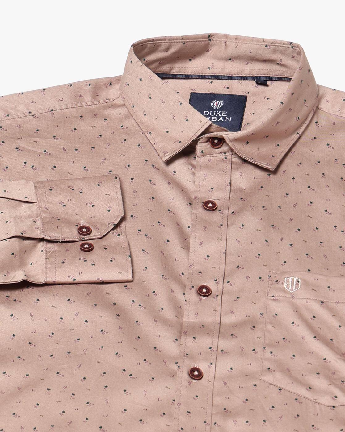 Men Micro Print Slim Fit Shirt with Patch Pocket