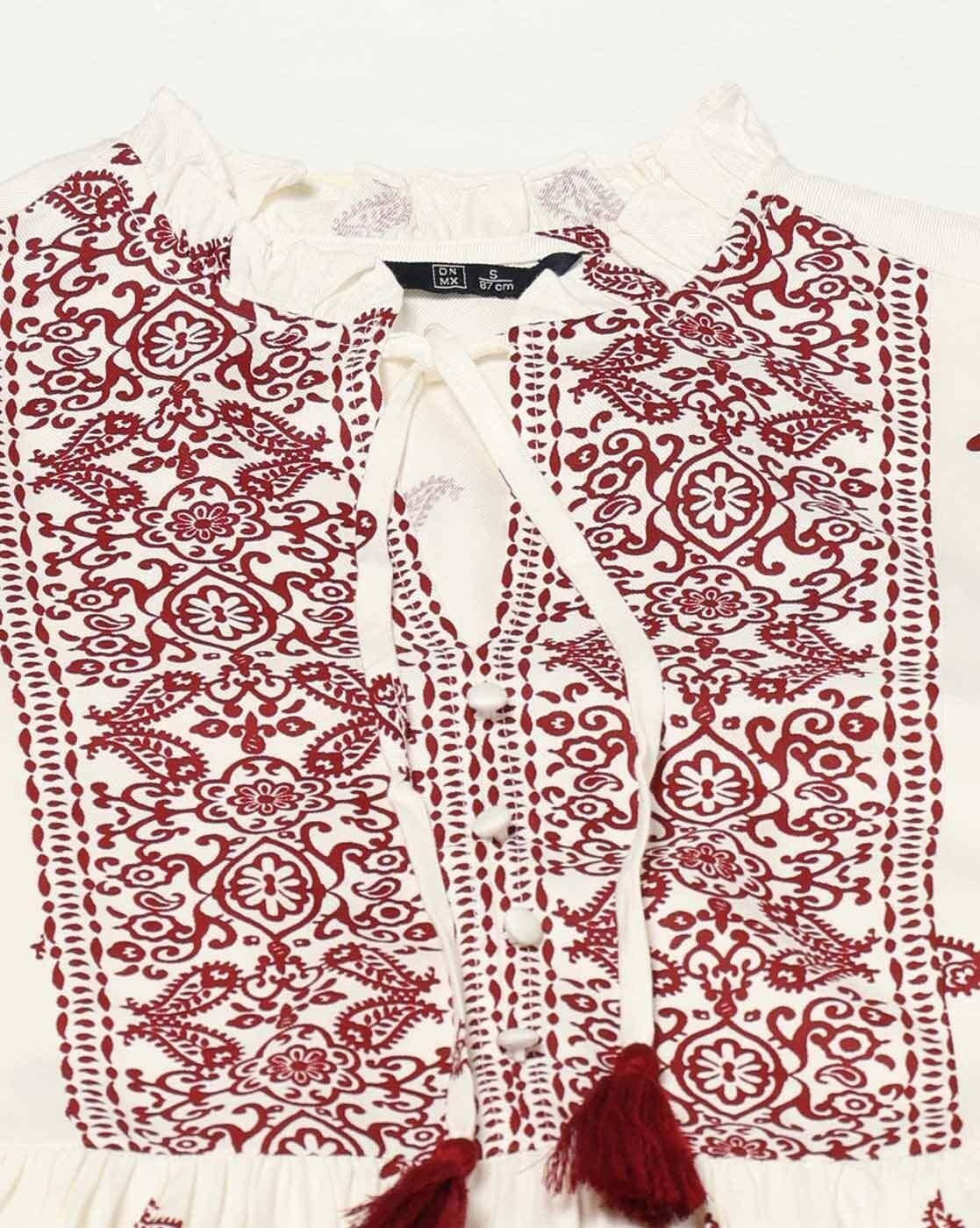 Women Paisley Print Relaxed Fit Peplum Top
