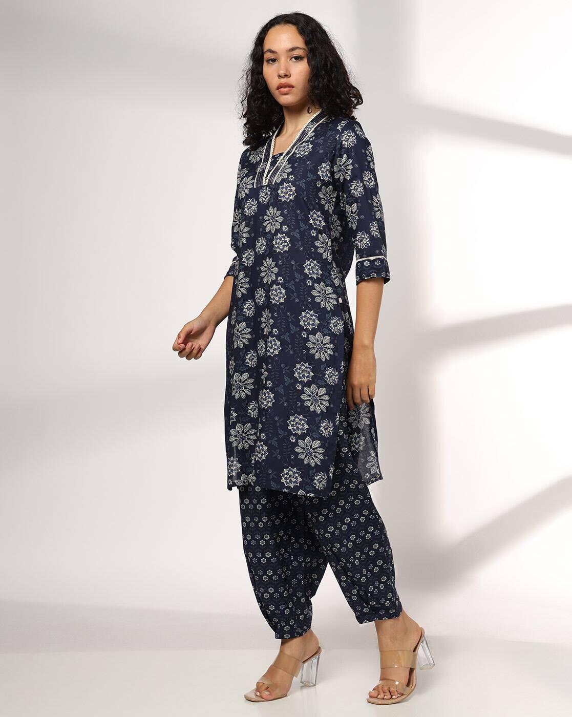Women Floral Print Kurta-Bottom Set