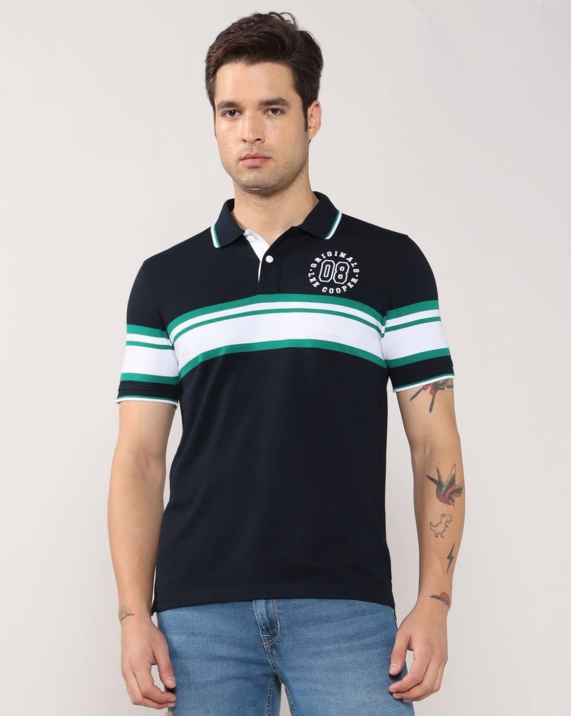 Men Striped Regular Fit Polo T-Shirt