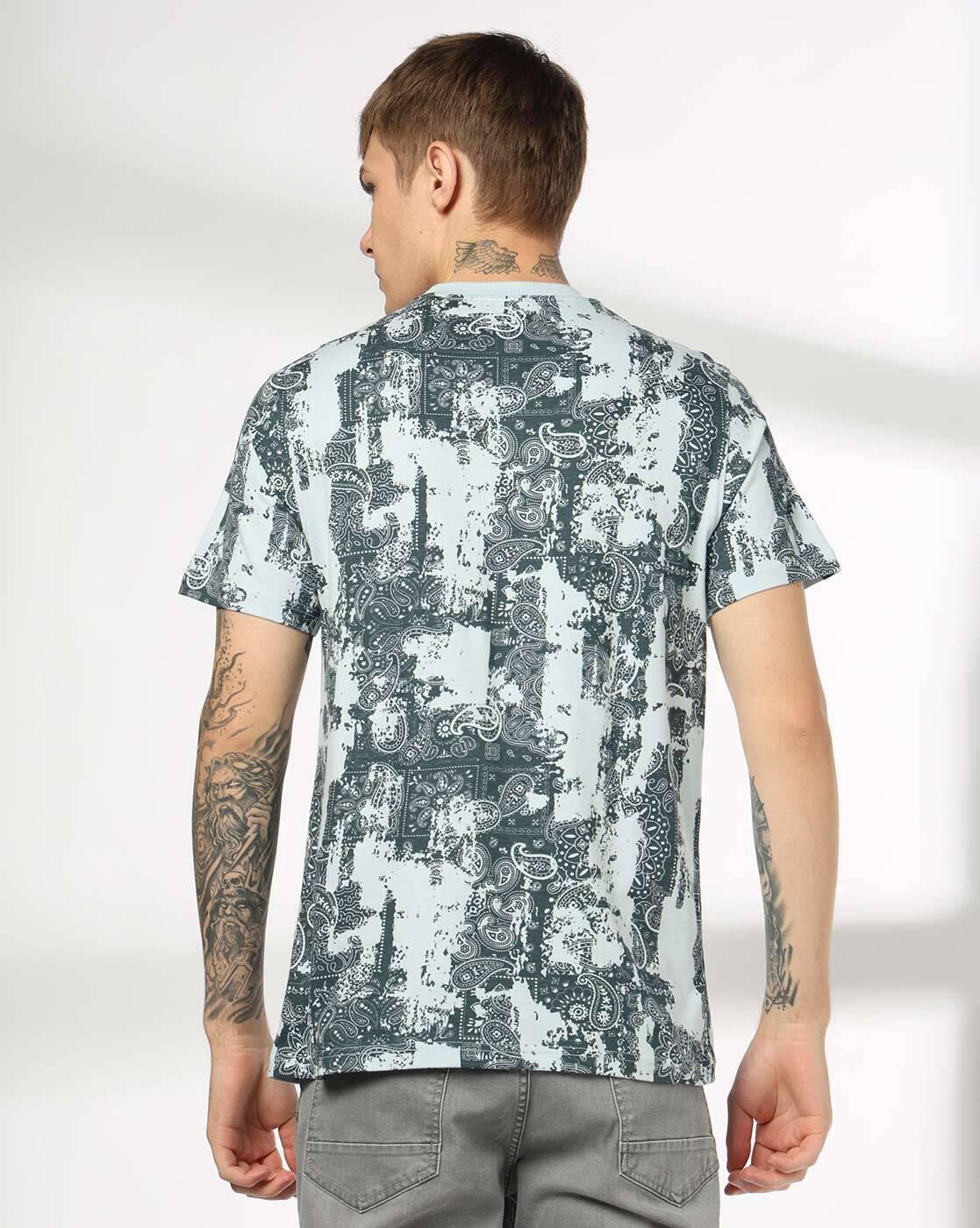 Men All-Over Print Regular Fit Crew-Neck T-Shirt