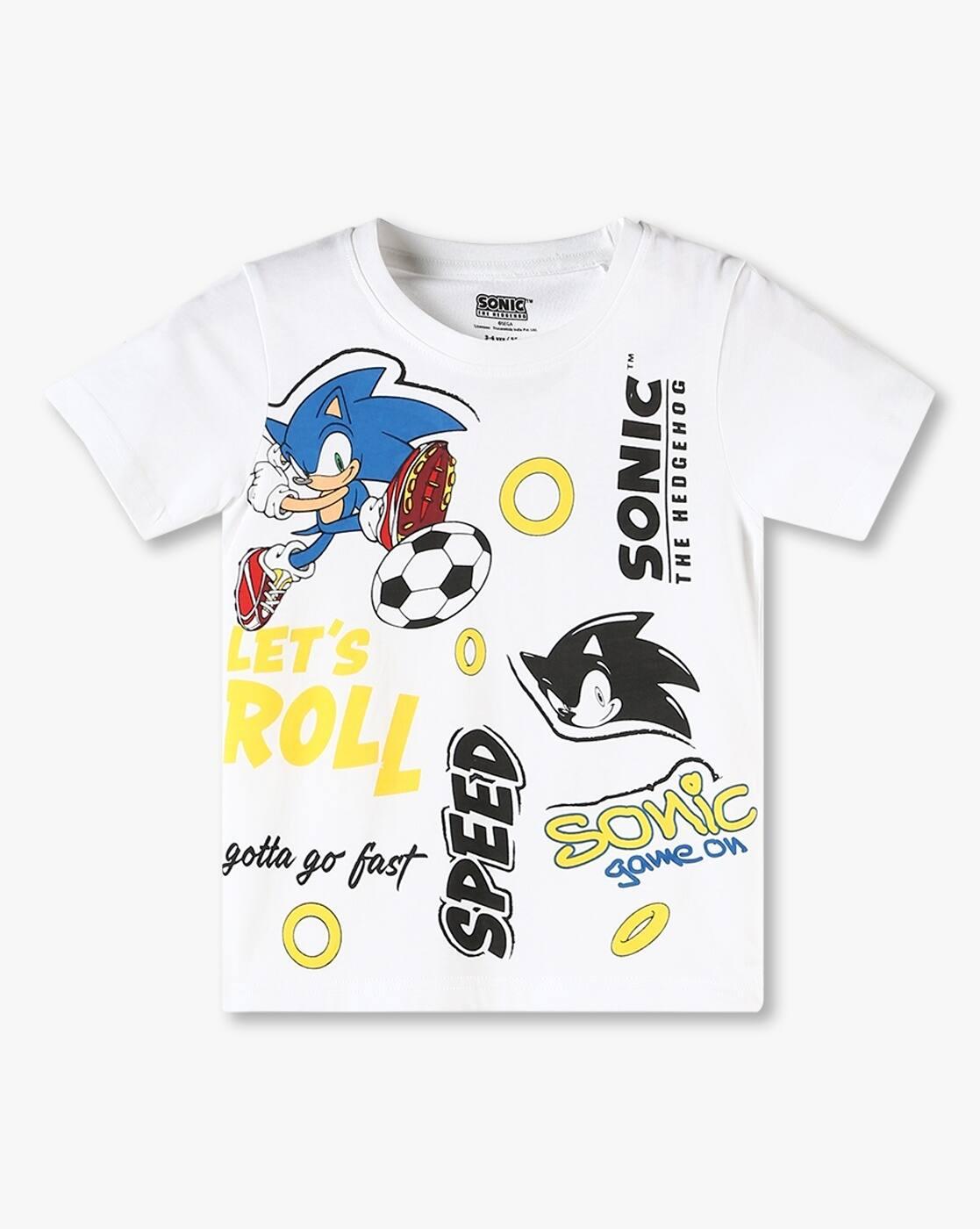 Boys Sonic Print Tailored Fit Round-Neck T-Shirt
