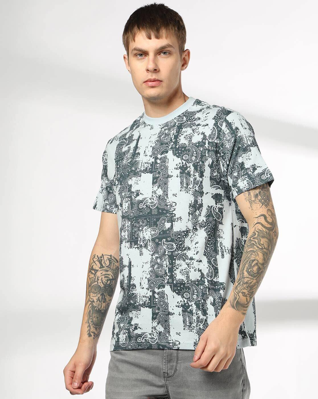Men All-Over Print Regular Fit Crew-Neck T-Shirt