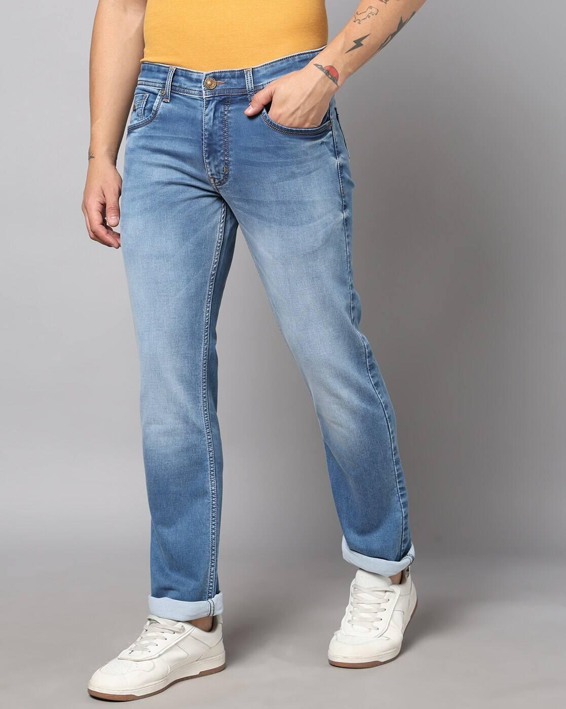 Men Mid-Wash Straight Jeans