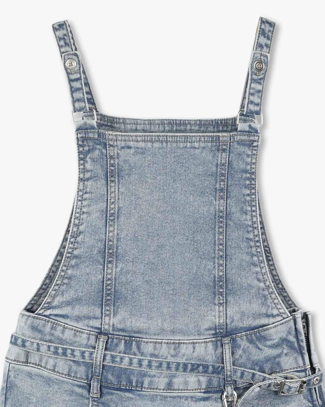 Girls Mid-Wash Dungaree Dress with T-Shirt
