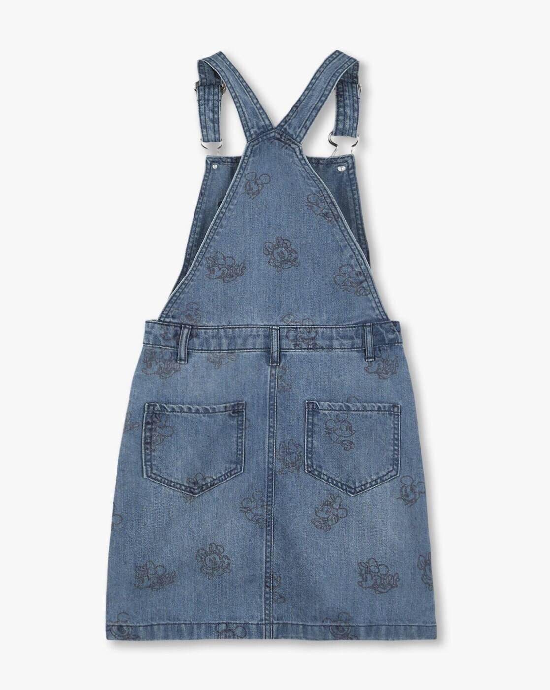 Girls Minnie Mouse Print Dungaree Dress & T-Shirt Set