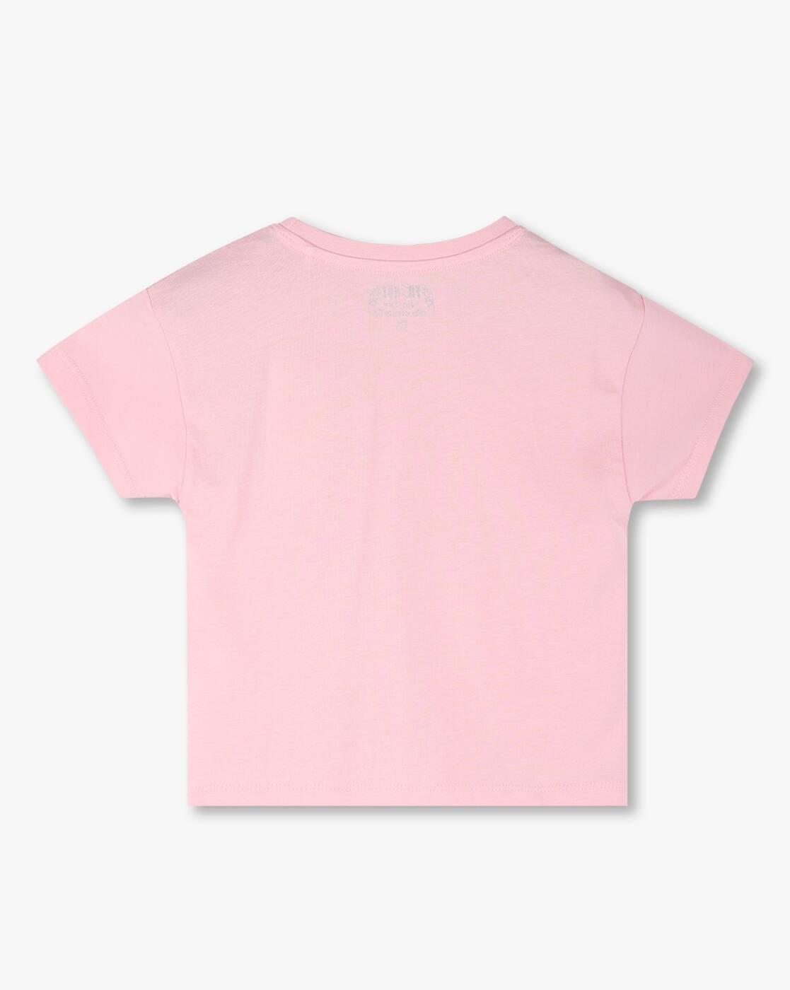 Girls Typographic Print Round-Neck T-Shirt