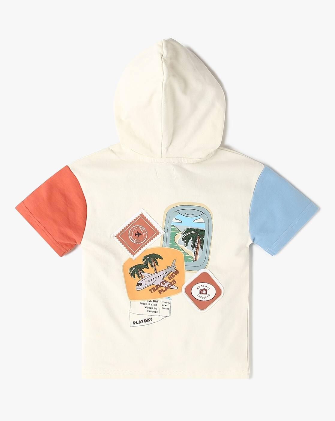 Boys Graphic Print Relaxed Fit Hooded T-Shirt