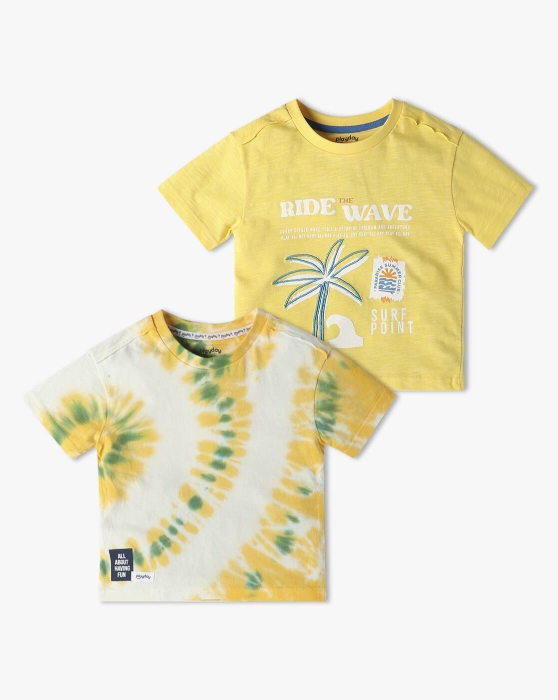 Boys Pack of 2 Graphic Print Relaxed Fit Round-Neck T-Shirts