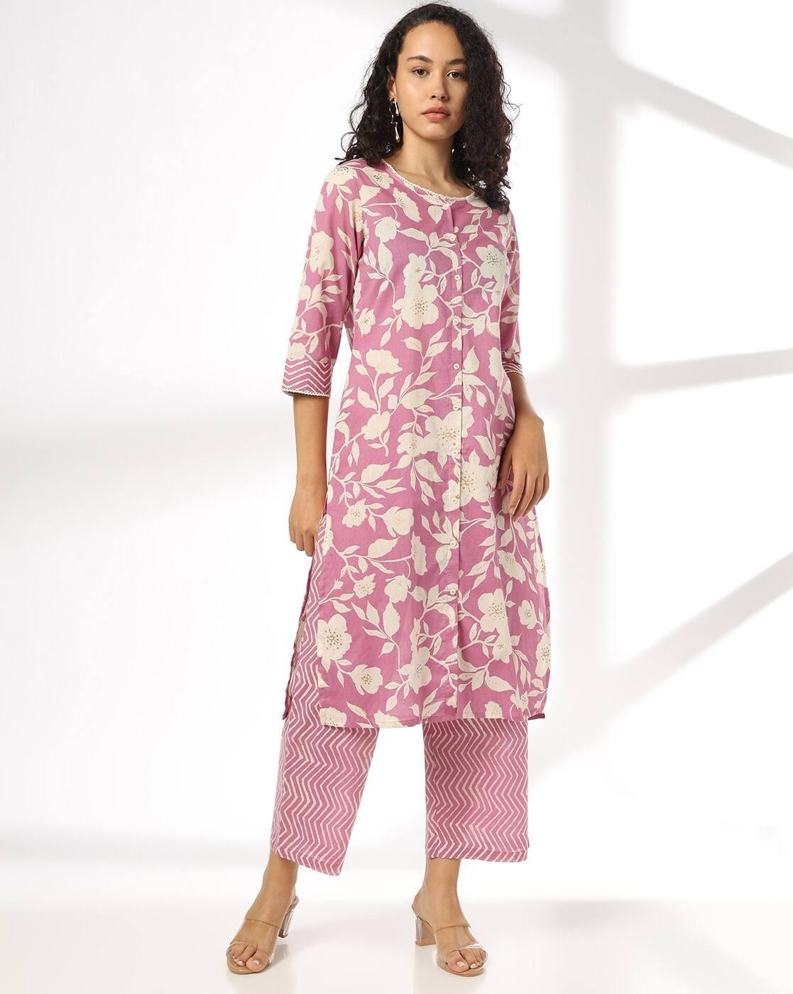 Women Floral Print Straight Kurta with Palazzos
