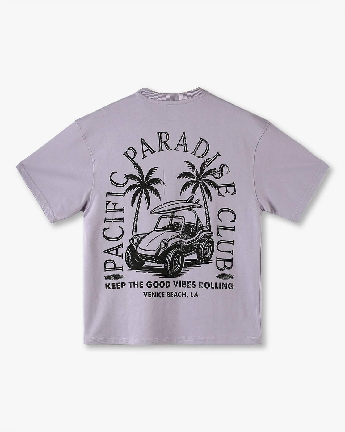 Boys Paradise Club Print Oversized Round-Neck T-Shirt