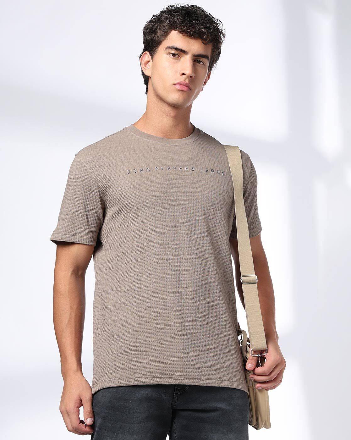 Men Brand Embossed Slim Fit Crew-Neck T-Shirt